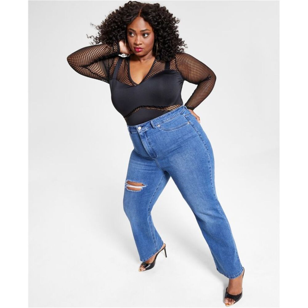 Nina Parker Womens Plus Size High-Waist Regular Straight Leg Jeans, NWT